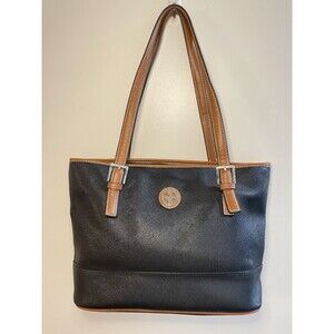 GIANI BERNINI Saffiano Tote Black 14" Fashion Handbag Purse 6 Pockets